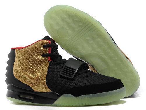 Nike Air Yeezy 2 Mens Gold Black Red Online Store